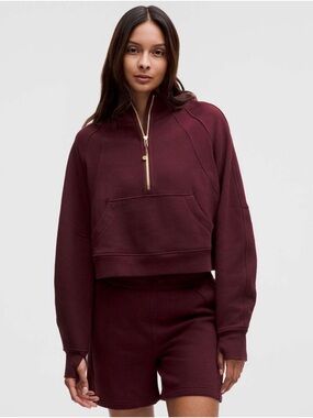 Lululemon Scuba Oversized Half Zip Hoodie - Garnet / Gold